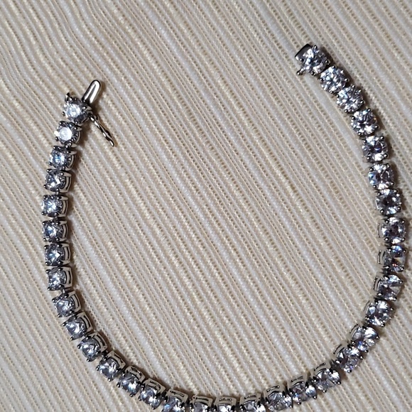 NEW 925 Sterling Silver Round CZ White Diamond Tennis Bracelet 7.25" - Picture 4 of 16